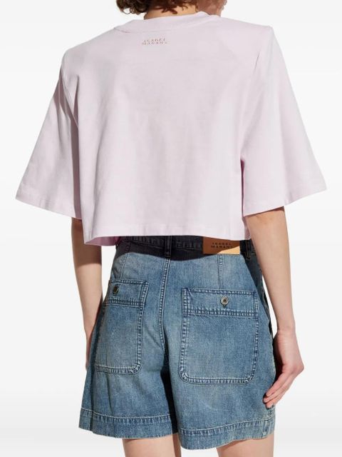 ISABEL MARANT Zaely padded-shoulder cropped top - Pink