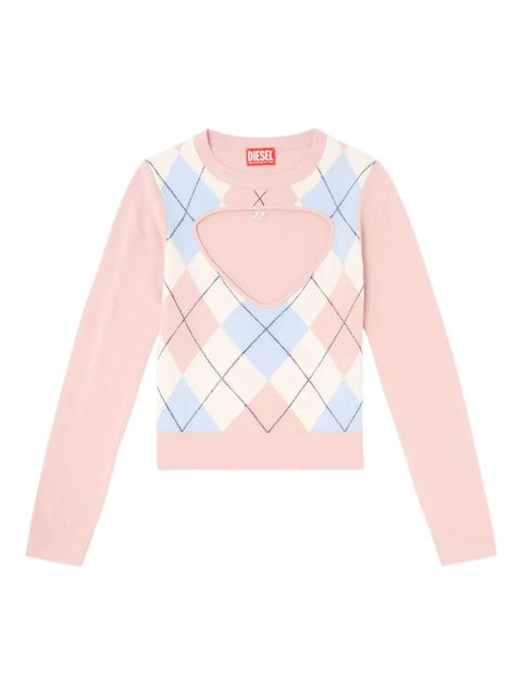 Diesel Romko cut-out argyle-pattern sweater - Pink - zdjęcie produktu nr 1