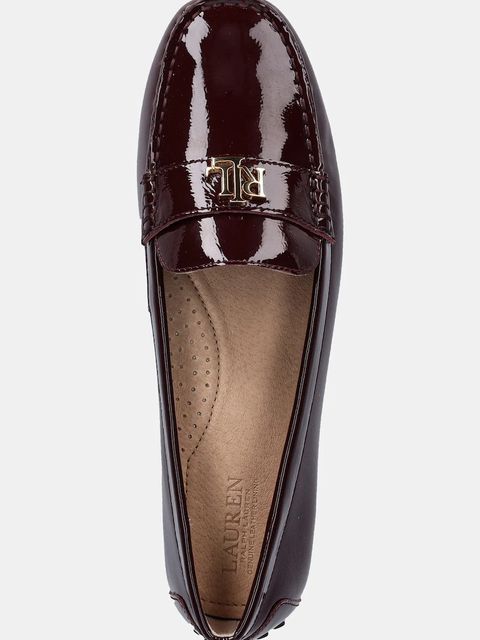 Lauren Ralph Lauren mokasyny skórzane Barnsbury damskie kolor bordowy na płaskim obcasie 802P04390002