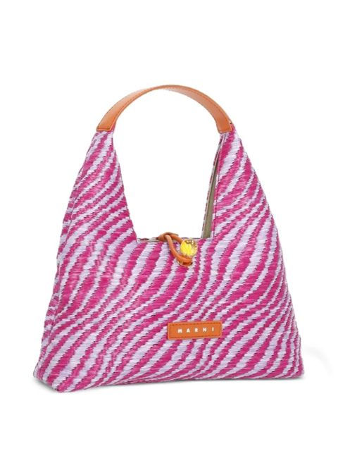 Marni Trapeze logo-patch tote bag - Pink