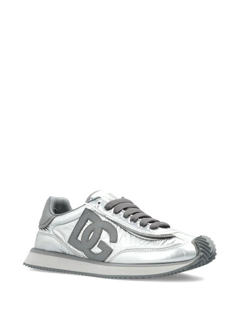 Dolce & Gabbana logo-patch metallic sneakers - Grey