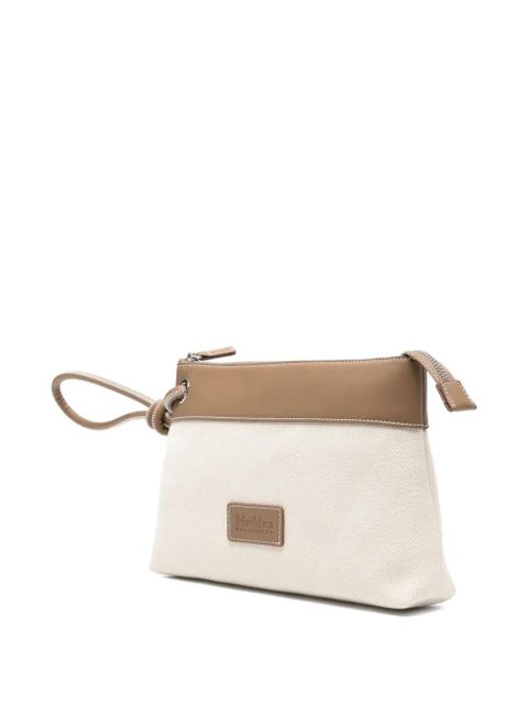 Max Mara logo-patch clutch bag - Neutrals