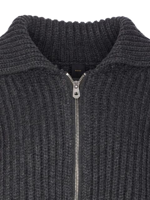 PINKO crystal-embellished ribbed cardigan - Grey