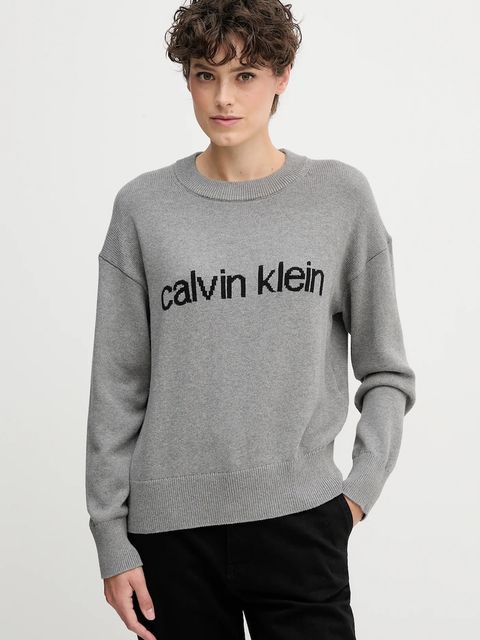 Calvin Klein Jeans sweter bawełniany damski kolor szary lekki LV047C311G - zdjęcie produktu nr 1