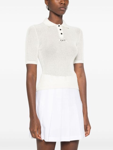Off-White logo-embroidered polo shirt - Neutrals