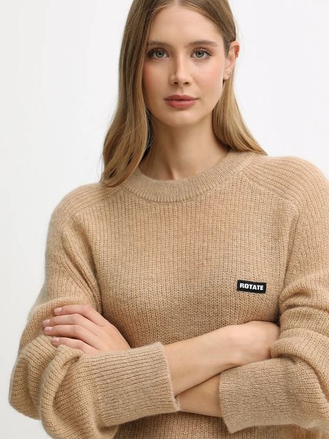 Rotate sweter z dodatkiem wełny kolor beżowy lekki 1146391753