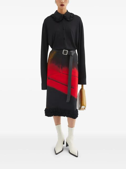 Jil Sander ruffle-collar shirt - Black
