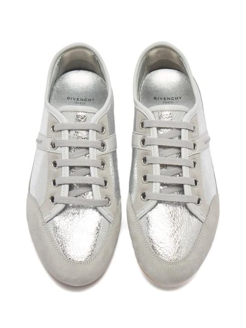 Givenchy Slim metallic-effect panelled lace-up sneakers - Silver