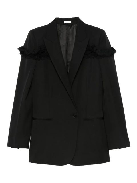 Alexander McQueen fringed-detail single-breasted blazer - Black