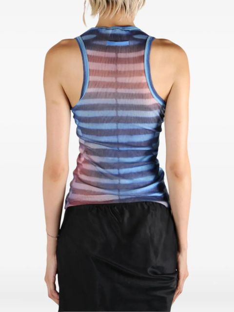 Jean Paul Gaultier striped-pattern mesh top - 565034 LIGHTBLUE/BLUE/PEACH
