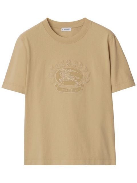 Burberry logo-embroidered cotton T-shirt - Neutrals - zdjęcie produktu nr 1