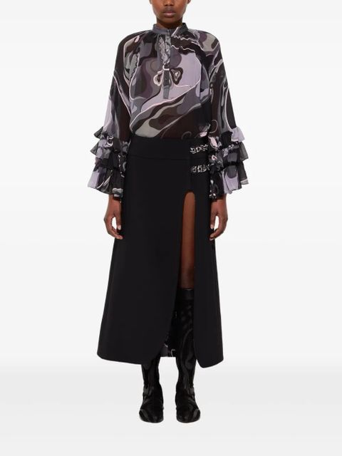PUCCI slit internal-print midi skirt - Black - zdjęcie produktu nr 1