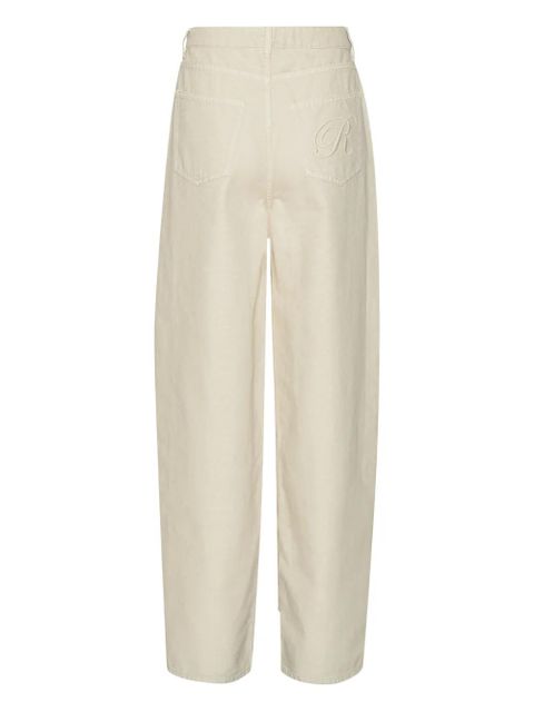 ROTATE BIRGER CHRISTENSEN R-embroidery cotton straight-leg jeans - Neutrals