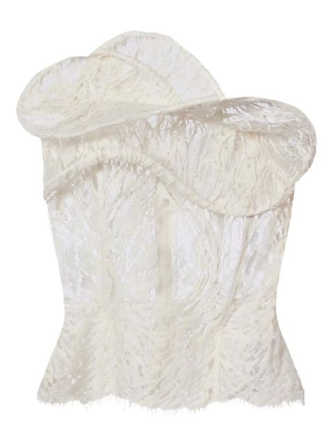 Magda Butrym ruffled lace corset top - Neutrals - zdjęcie produktu nr 1