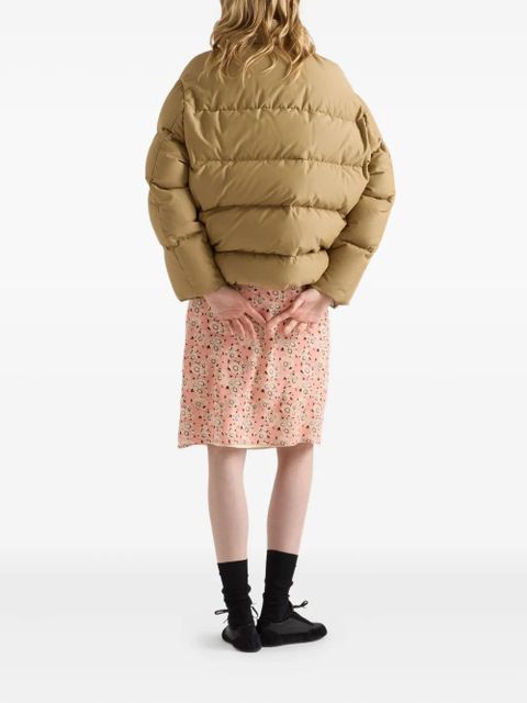 Prada logo-plaque padded jacket - Brown