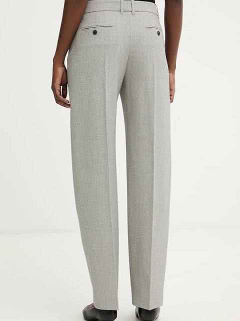 BOSS spodnie Takava damskie kolor szary fason cygaretki high waist 50553936