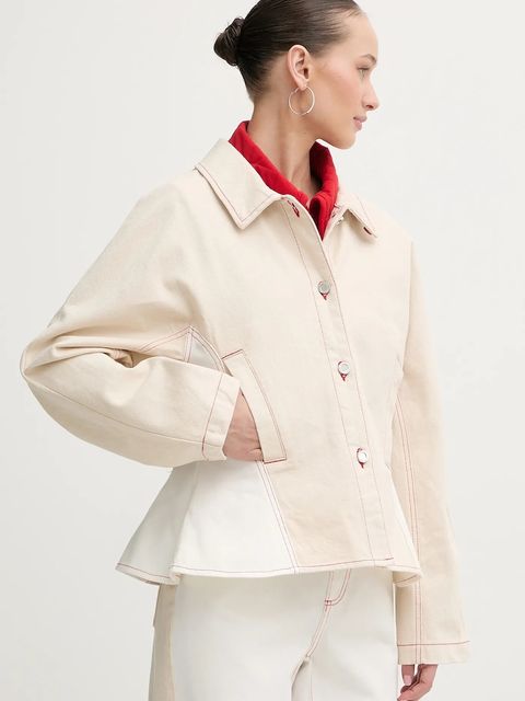 Stine Goya kurtka jeansowa kolor beżowy przejściowa SG-PS26-O007-2453