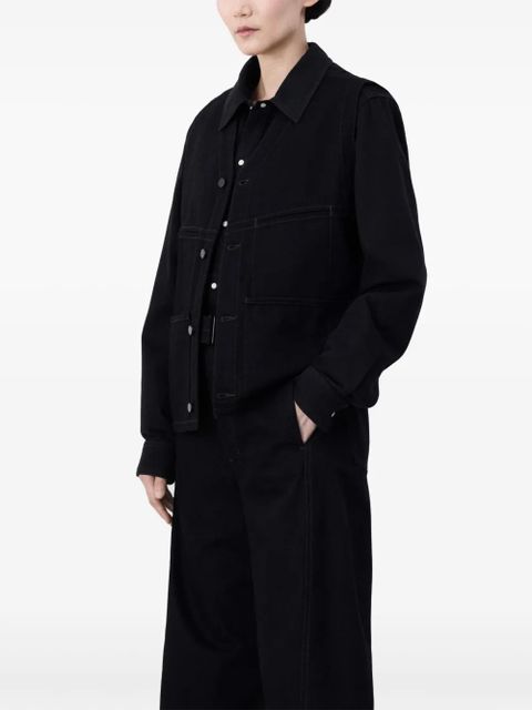 LEMAIRE collarless v-neck cotton gilet - Black