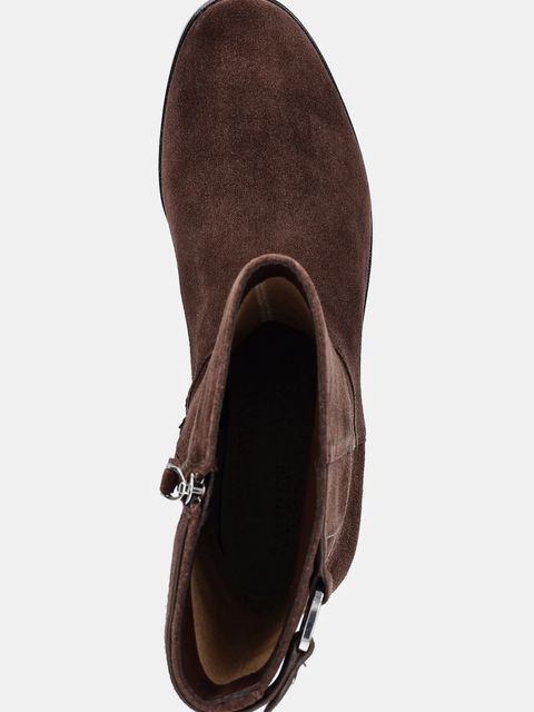 Lauren Ralph Lauren botki zamszowe Tasha Mid damskie kolor brązowy na płaskim obcasie 802980070002