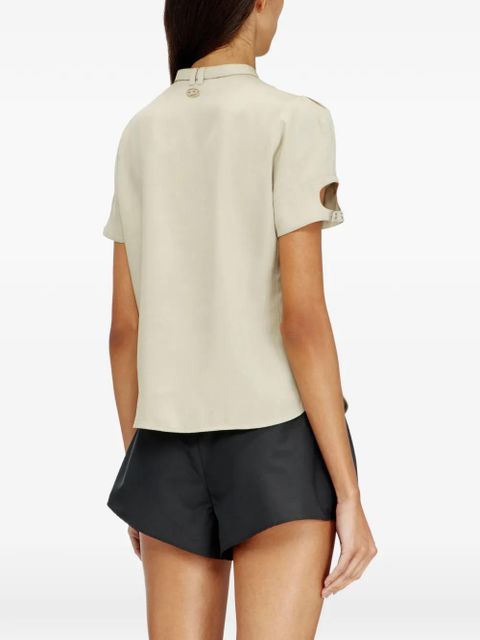Diesel C-India cut-out neck-strap shirt - Neutrals