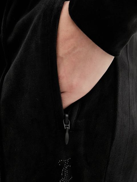 Juicy Couture spodnie dresowe welurowe damskie kolor czarny z aplikacją JCWBJ225307