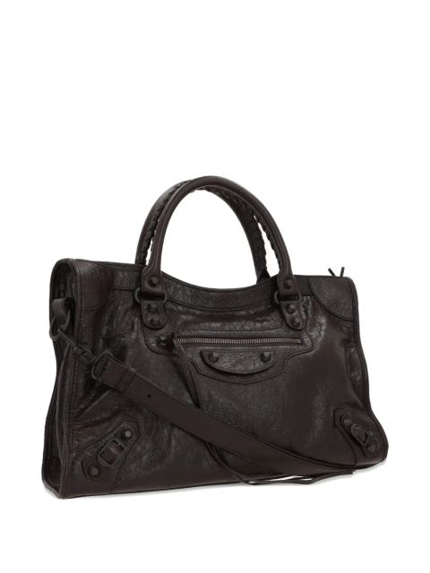Balenciaga Le City stud-embellished leather tote bag - Brown