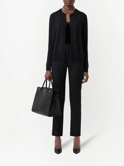 Burberry monogram motif silk-trim cardigan - Black - zdjęcie produktu nr 2