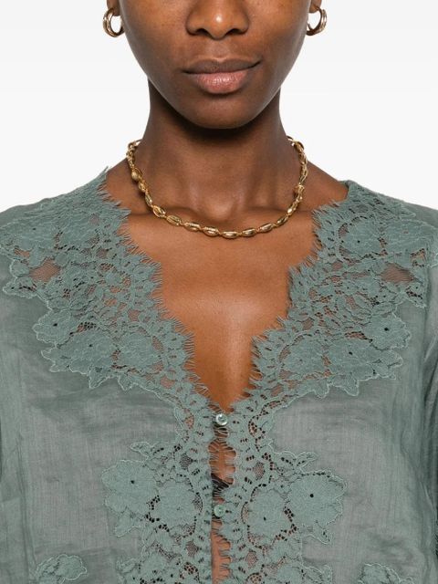 DÔEN Idella lace-trimmed blouse - Blue