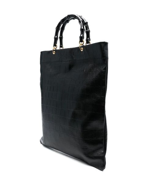Jil Sander embossed leather tote bag - Black