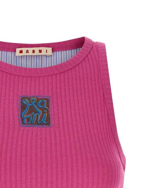 Marni ribbed logo patch tank top - Pink