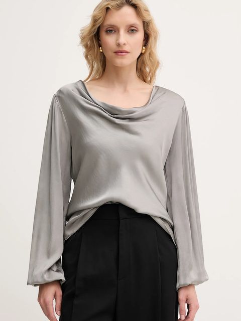 Fracomina bluzka damska kolor szary gładka FS25WT1004W45101 - zdjęcie produktu nr 1