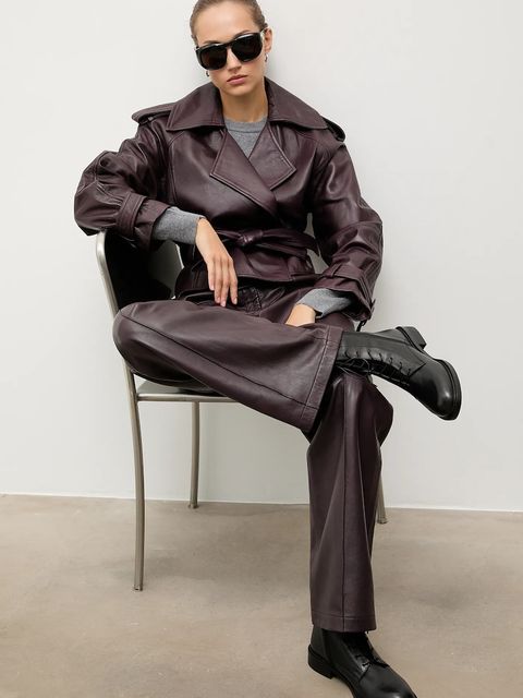 Answear.LAB botki skórzane kolor czarny na płaskim obcasie