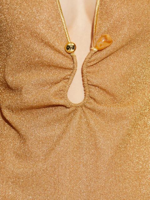 Oséree long-sleeve plunging mini dress - Gold