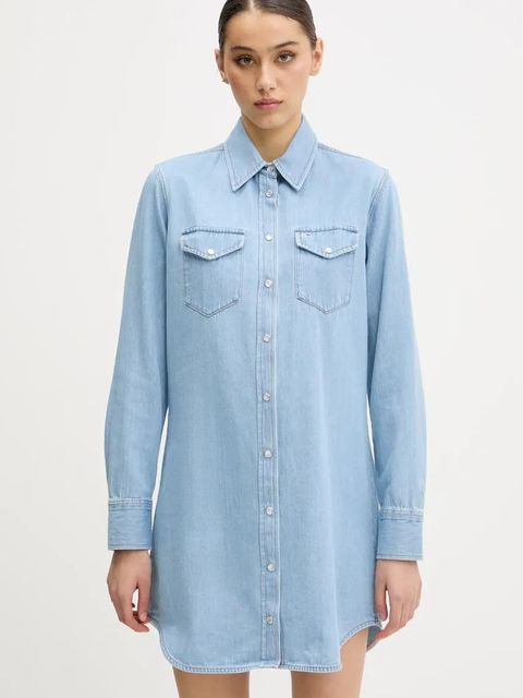 Tommy Jeans sukienka jeansowa kolor niebieski mini prosta DW0DW20111 - zdjęcie produktu nr 1