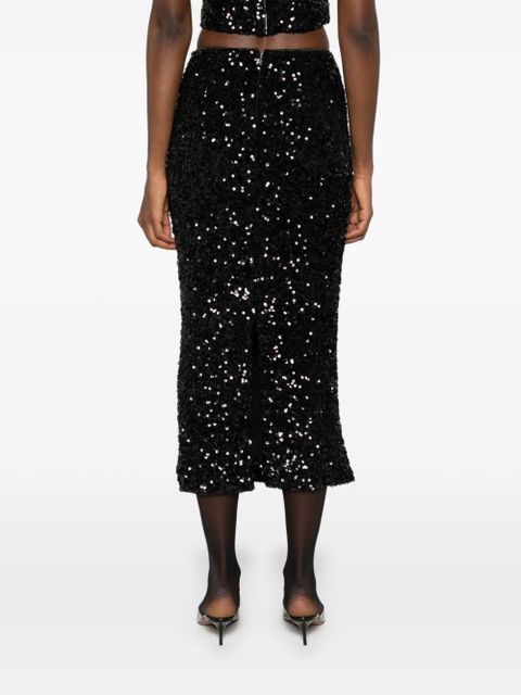 ROTATE BIRGER CHRISTENSEN sequined midi skirt - Black
