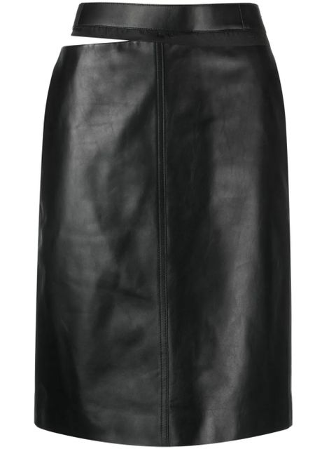 FENDI logo-waistband leather skirt - Black - zdjęcie produktu nr 1