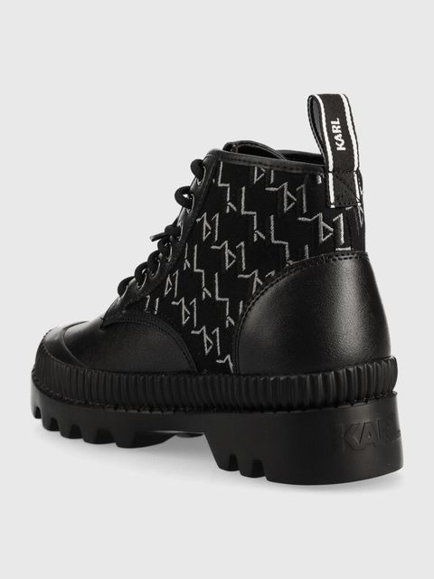 Karl Lagerfeld botki TREKKA II damskie kolor czarny na płaskim obcasie