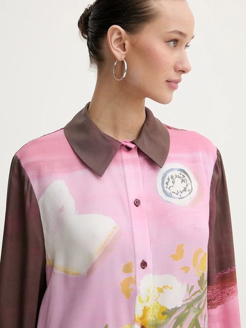 Stine Goya koszula damska kolor różowy regular z kołnierzykiem klasycznym SG-PS26-T091-2263P