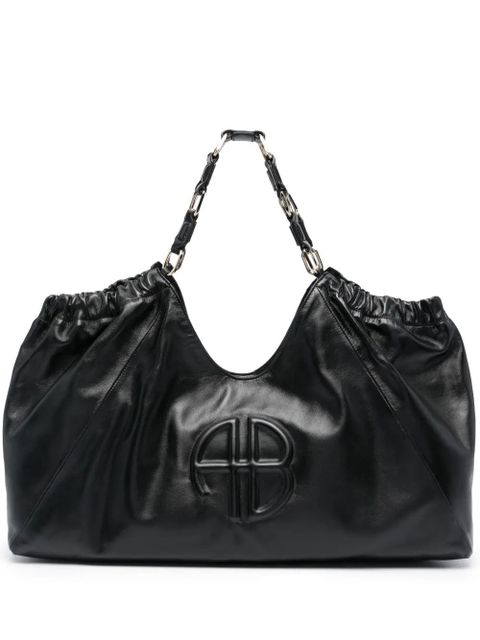 ANINE BING logo-embossed leather tote bag - Black - zdjęcie produktu nr 1