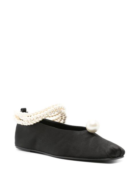 Magda Butrym pearl-embellished satin ballerina shoes - Black - zdjęcie produktu nr 2