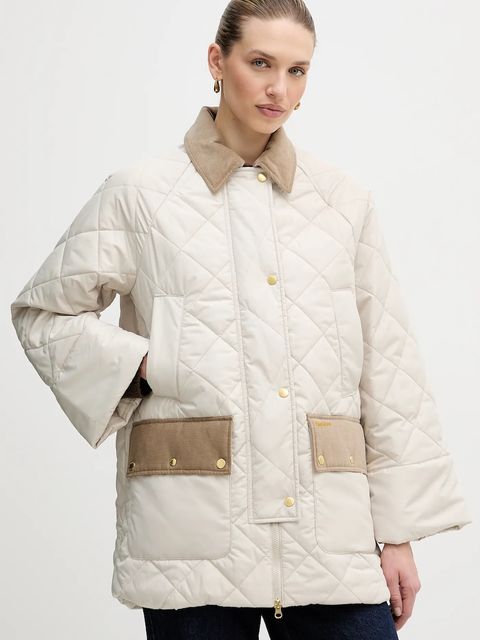 Barbour kurtka Aldburgh kolor beżowy przejściowa oversize LQU1885