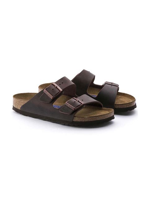 Birkenstock klapki skórzane Arizona damskie kolor brązowy 452763
