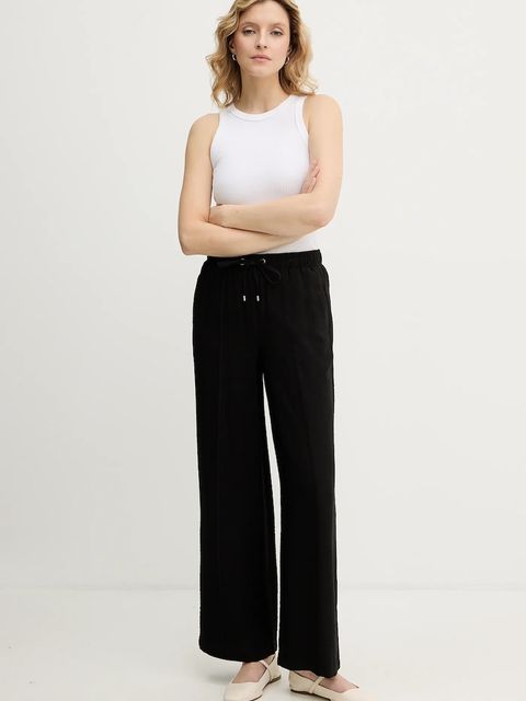 Dkny spodnie damskie kolor czarny proste high waist P54K7D81