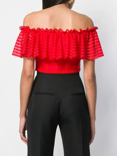 Alexander McQueen cropped off-the-shoulder top - Red