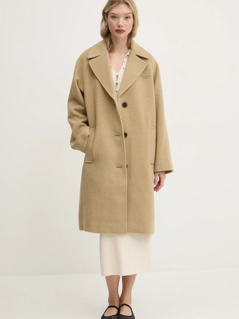 Tommy Jeans płaszcz z domieszką wełny