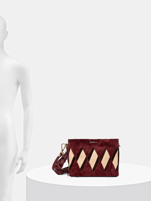 Coccinelle torebka zamszowa BOHEME NEW GEOMET.PATCH kolor bordowy E1.T66.58.01.01