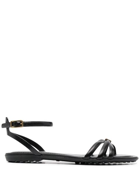 Tod's logo-plaque flat sandals - Black - zdjęcie produktu nr 1