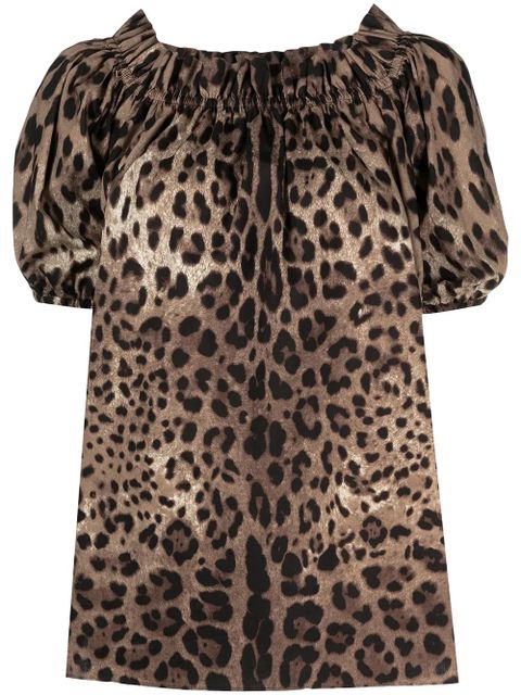 Dolce & Gabbana leopard-print off-shoulder top - Brown - zdjęcie produktu nr 1