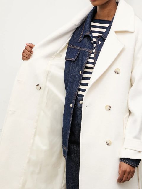 Answear.LAB płaszcz wełniany kolor biały