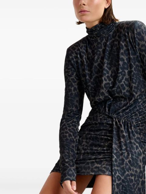 Essentiel Antwerp Imortel turtleneck leopard-print mini dress - Black